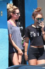 VANESSA HUDGENS and ASHLEY TISDALE Leaves Wundabar Pilates in Studio City