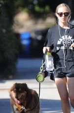 AMANDA SEYFRIED in Shorts with Her Dog Finn Out in West Hollywood