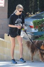 AMANDA SEYFRIED in Shorts with Her Dog Finn Out in West Hollywood