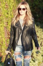 ASHLEY TISDALE in Ripped Jeans Leaves Andy Lecompte Salon in West Hollywood