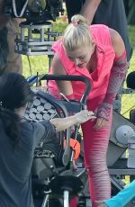 BUSY PHILIPPS on the Set of Cougar Town in Los Angeles