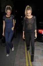CARA and POPPY DELEVINGNE Heading to Chiltern Firehouse in London