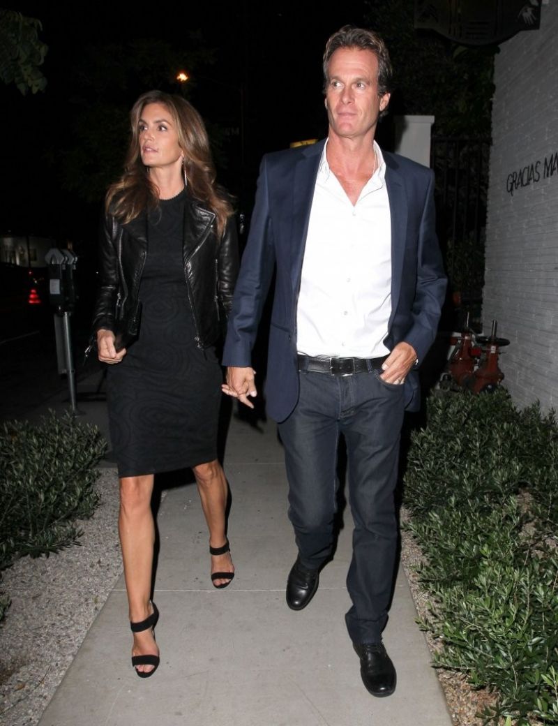 CINDY CRAWFORD Arrives at Gracias Madre Restaurant in West Hollywood ...