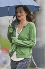 DAKOTA JOHNSON on the Set of Fifty Shades of Gray in Vancouver
