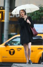 EMMA STONE on Rainy Day Out in new York
