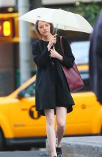 EMMA STONE on Rainy Day Out in new York
