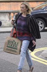 FEARNE COTTON in Ripped Jeans Out and About in London