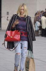 FEARNE COTTON in Ripped Jeans Out and About in London
