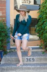 HILARY DUFF in Ripped Denim Out in Los Angeles
