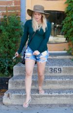 HILARY DUFF in Ripped Denim Out in Los Angeles