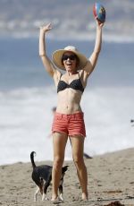 HILARY SWANK in Bikini Top at a Beach in Malibu