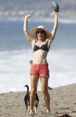 HILARY SWANK in Bikini Top at a Beach in Malibu