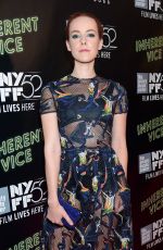 JENA MALONE at Inherent Vice Premiere in New York