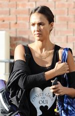 JESSICA ALBA Arrives at a Yoga Studio in Los Angeles