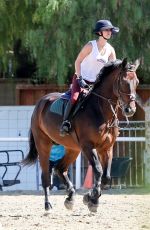 KALEY CUOCO Riding Her Horse in Moorpark