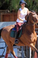KALEY CUOCO Riding Her Horse in Moorpark