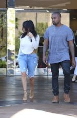 KIM KARDASHIAN in Denim and Kanye West Leaves a Movie Theater in Valabasas