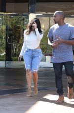 KIM KARDASHIAN in Denim and Kanye West Leaves a Movie Theater in Valabasas