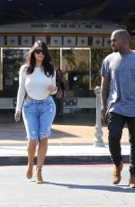 KIM KARDASHIAN in Denim and Kanye West Leaves a Movie Theater in Valabasas