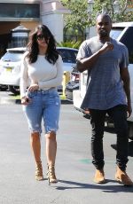 KIM KARDASHIAN in Denim and Kanye West Leaves a Movie Theater in Valabasas
