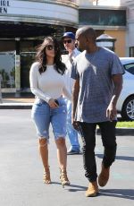 KIM KARDASHIAN in Denim and Kanye West Leaves a Movie Theater in Valabasas