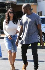 KIM KARDASHIAN in Denim and Kanye West Leaves a Movie Theater in Valabasas