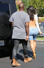 KIM KARDASHIAN in Denim and Kanye West Leaves a Movie Theater in Valabasas