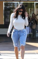 KIM KARDASHIAN in Denim and Kanye West Leaves a Movie Theater in Valabasas