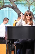 LEA MICHELE on the Set of Glee in Los Angeles 2010