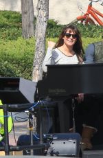 LEA MICHELE on the Set of Glee in Los Angeles 2010