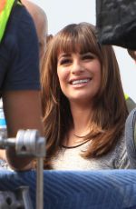 LEA MICHELE on the Set of Glee in Los Angeles 2010