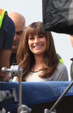 LEA MICHELE on the Set of Glee in Los Angeles 2010