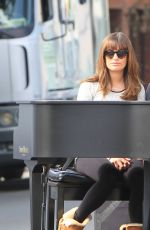 LEA MICHELE on the Set of Glee in Los Angeles 2010