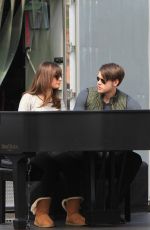 LEA MICHELE on the Set of Glee in Los Angeles 2010