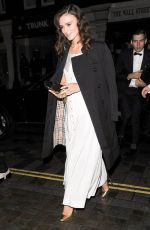 LEIRA KNIGHTLEY Arrives at Chiltern Firehouse to Celebrate Mario Testino