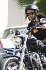 LILY COLLINS and Boyfriend Riding a Motorcycle Out in Los Angeles