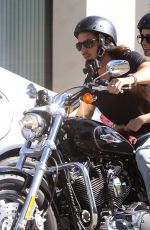 LILY COLLINS and Boyfriend Riding a Motorcycle Out in Los Angeles