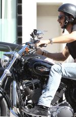 LILY COLLINS and Boyfriend Riding a Motorcycle Out in Los Angeles