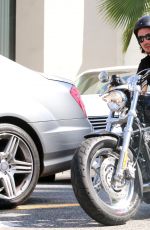LILY COLLINS and Boyfriend Riding a Motorcycle Out in Los Angeles