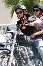 LILY COLLINS and Boyfriend Riding a Motorcycle Out in Los Angeles