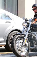 LILY COLLINS and Boyfriend Riding a Motorcycle Out in Los Angeles