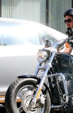 LILY COLLINS and Boyfriend Riding a Motorcycle Out in Los Angeles