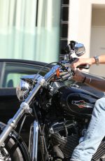 LILY COLLINS and Boyfriend Riding a Motorcycle Out in Los Angeles