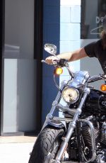 LILY COLLINS and Boyfriend Riding a Motorcycle Out in Los Angeles