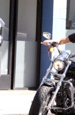 LILY COLLINS and Boyfriend Riding a Motorcycle Out in Los Angeles