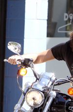 LILY COLLINS and Boyfriend Riding a Motorcycle Out in Los Angeles