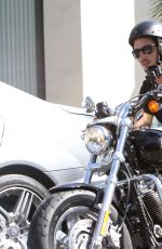 LILY COLLINS and Boyfriend Riding a Motorcycle Out in Los Angeles