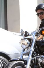 LILY COLLINS and Boyfriend Riding a Motorcycle Out in Los Angeles