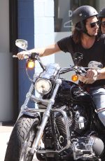 LILY COLLINS and Boyfriend Riding a Motorcycle Out in Los Angeles