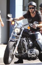 LILY COLLINS and Boyfriend Riding a Motorcycle Out in Los Angeles